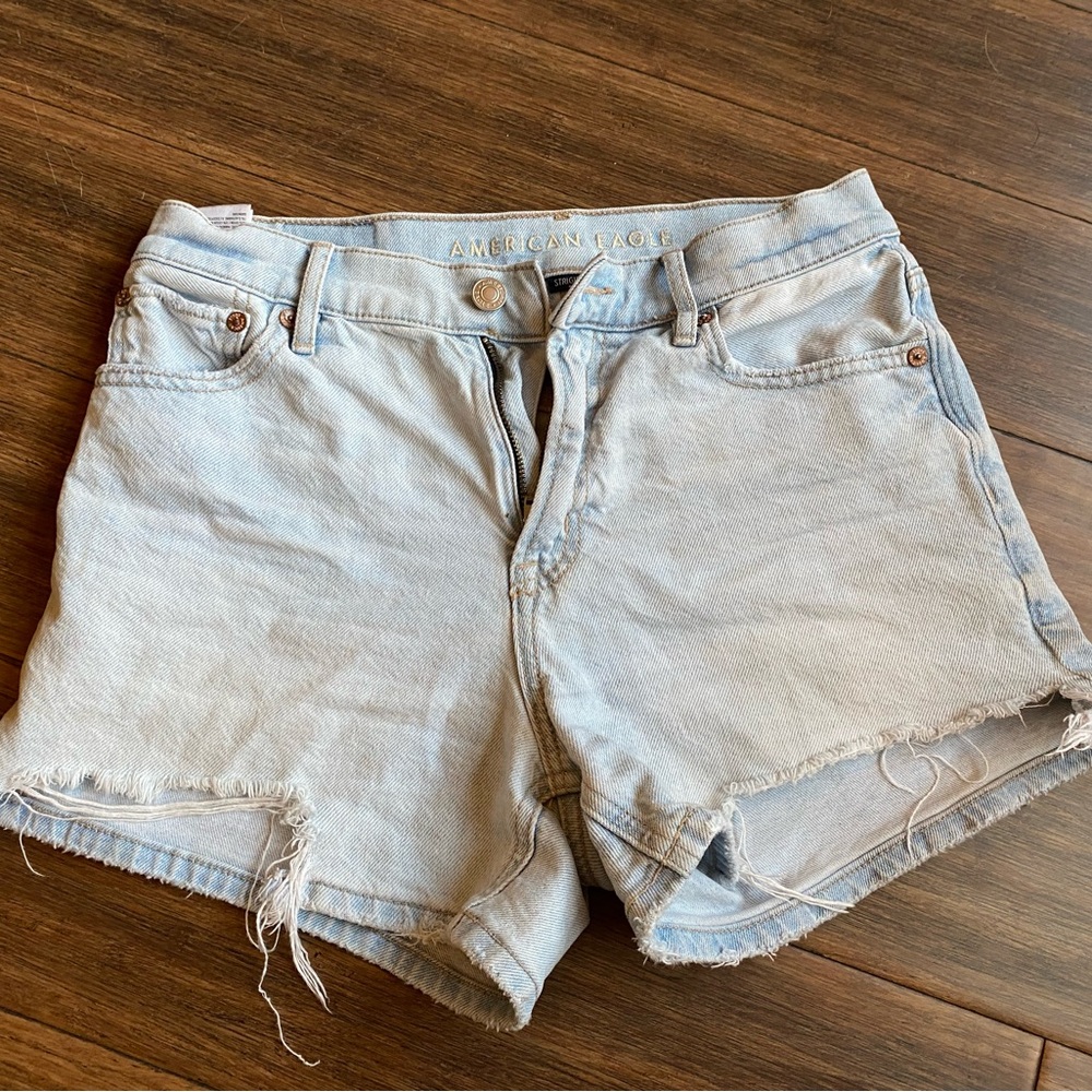 American Eagle Outfitters Blue Jean Shorts Distressed High-Waisted
